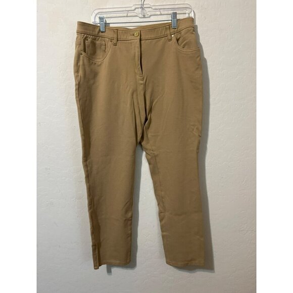 Chico's Sz 2.5 (US L 14) Stretch Knit Pants Tan Elastic Waist - Picture 1 of 6